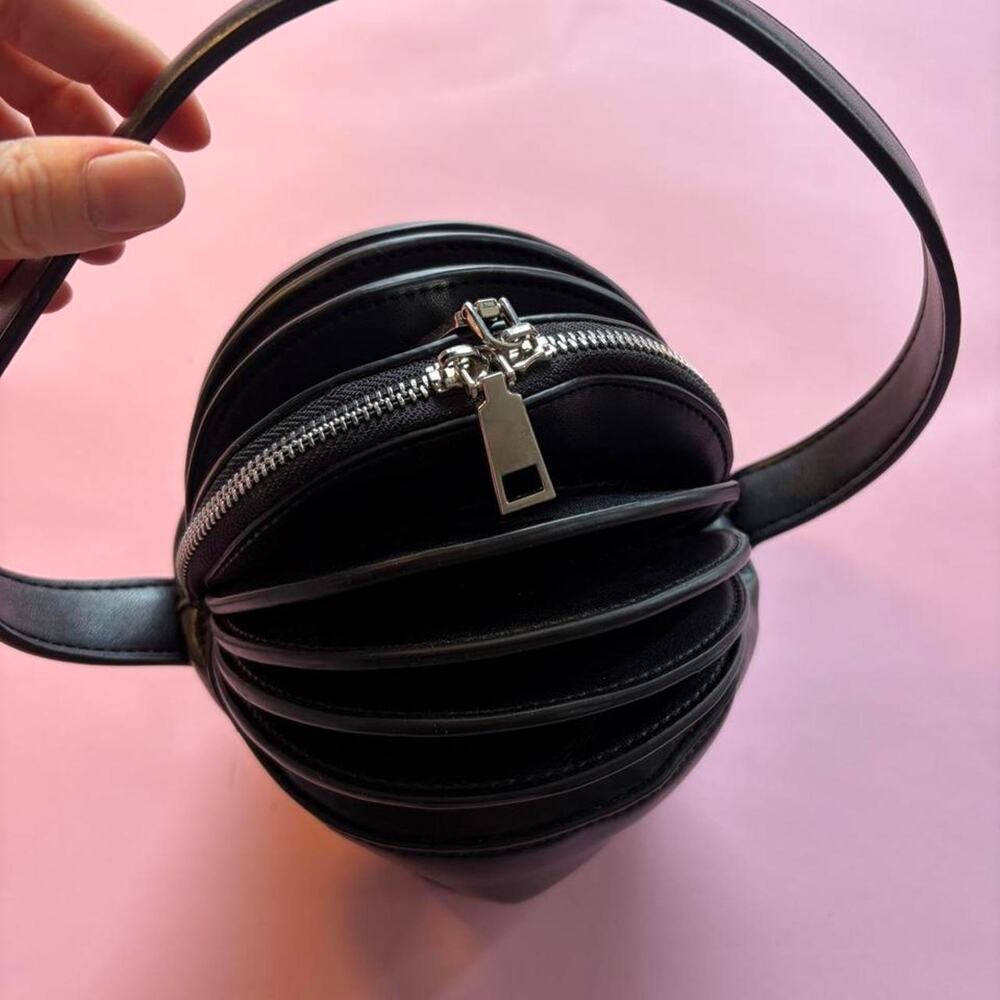 Black Leather Mini Bucket Bag